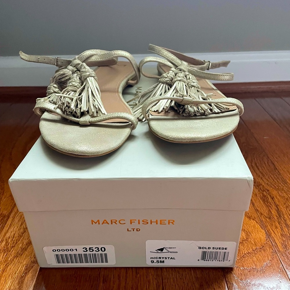 Stuart Weitzman gold suede sandals